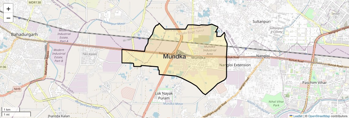 Location Map of Mundka, Delhi