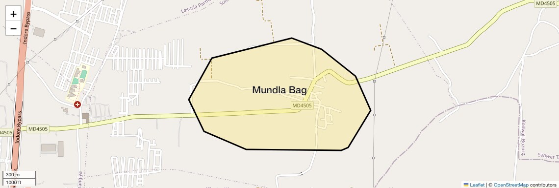 Location Map of Mundla Bag, Indore