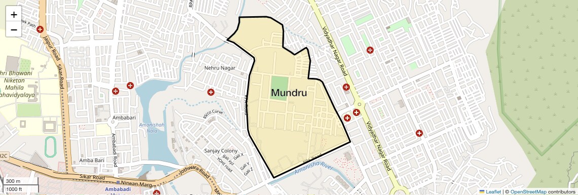 Location Map of Mundru, Jaipur