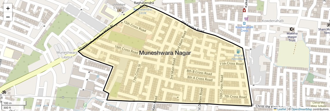 Location Map of Muneshwara Nagar, Bangalore