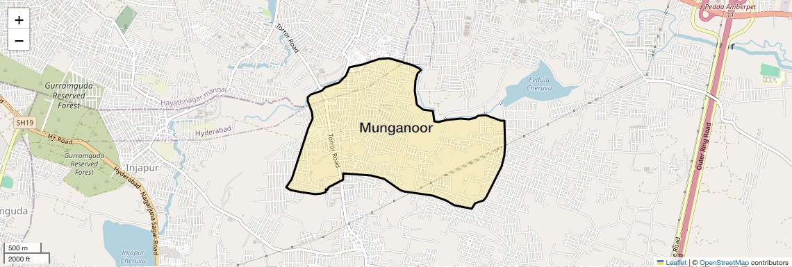 Location Map of Munganoor, Hyderabad