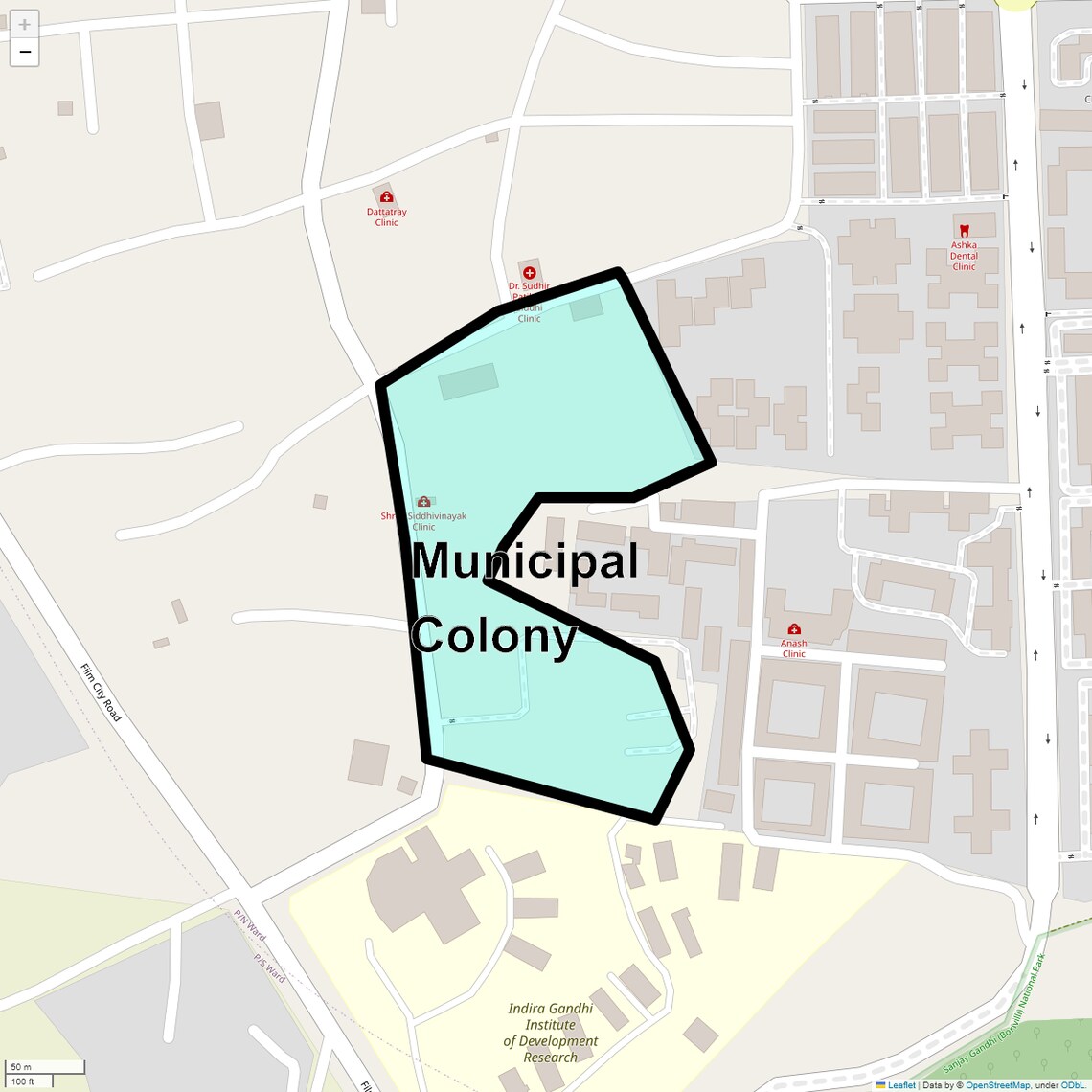 Location Map of Municipal Colony, Mumbai