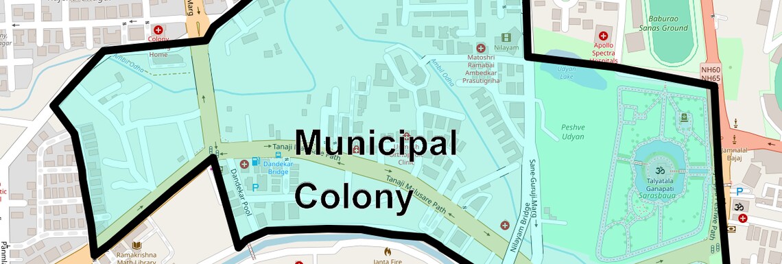 Location Map of Municipal Colony, Pune