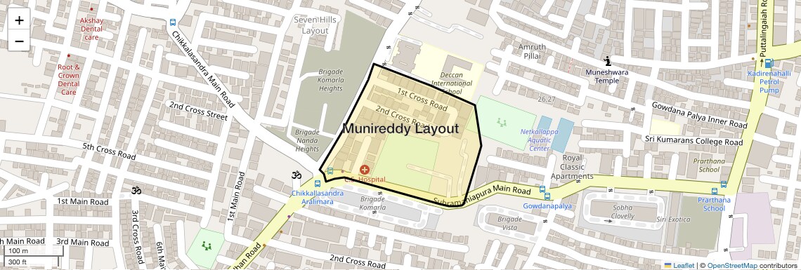 Location Map of Munireddy Layout, Bangalore