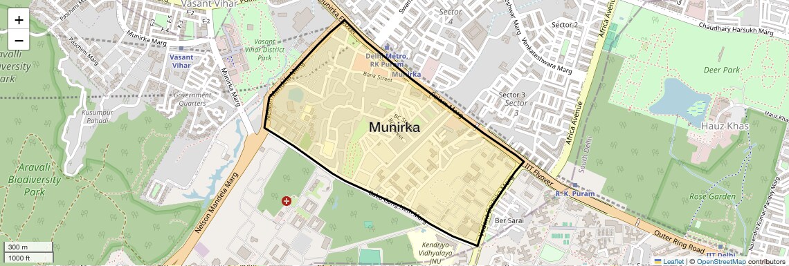 Location Map of Munirka, Delhi
