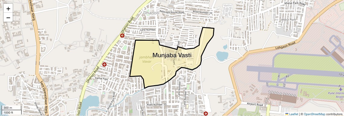 Location Map of Munjaba Vasti, Pune