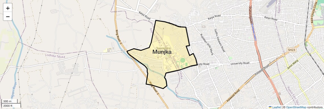 Location Map of Munjka, Rajkot