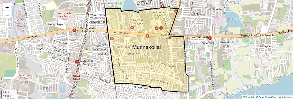 Location Map of Munnekollal, Bangalore