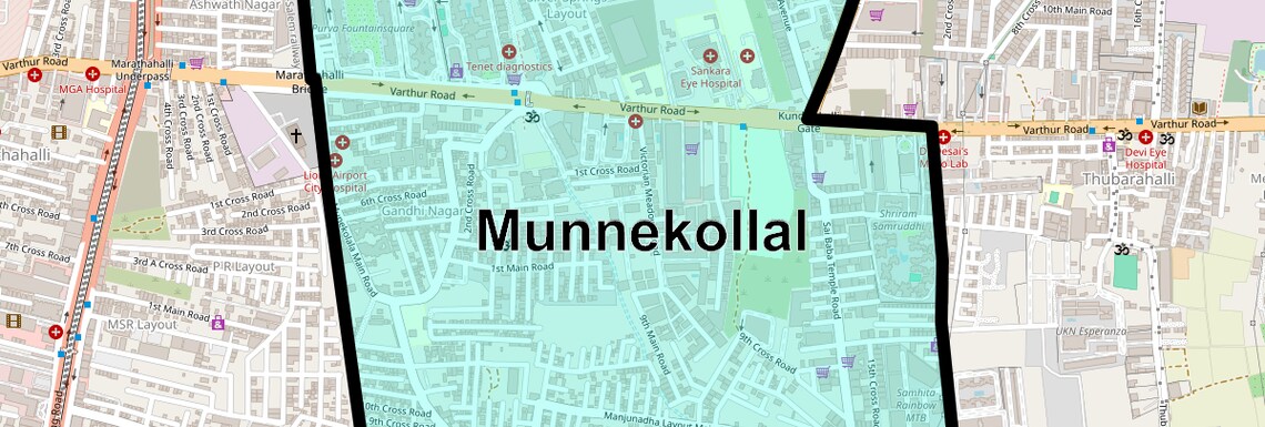 Location Map of Munnekollal, Bangalore