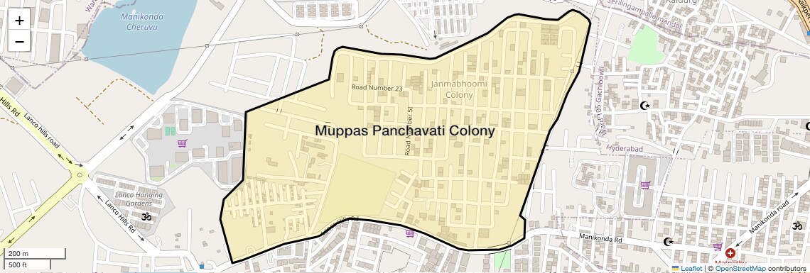 Location Map of Muppas Panchavati Colony, Hyderabad