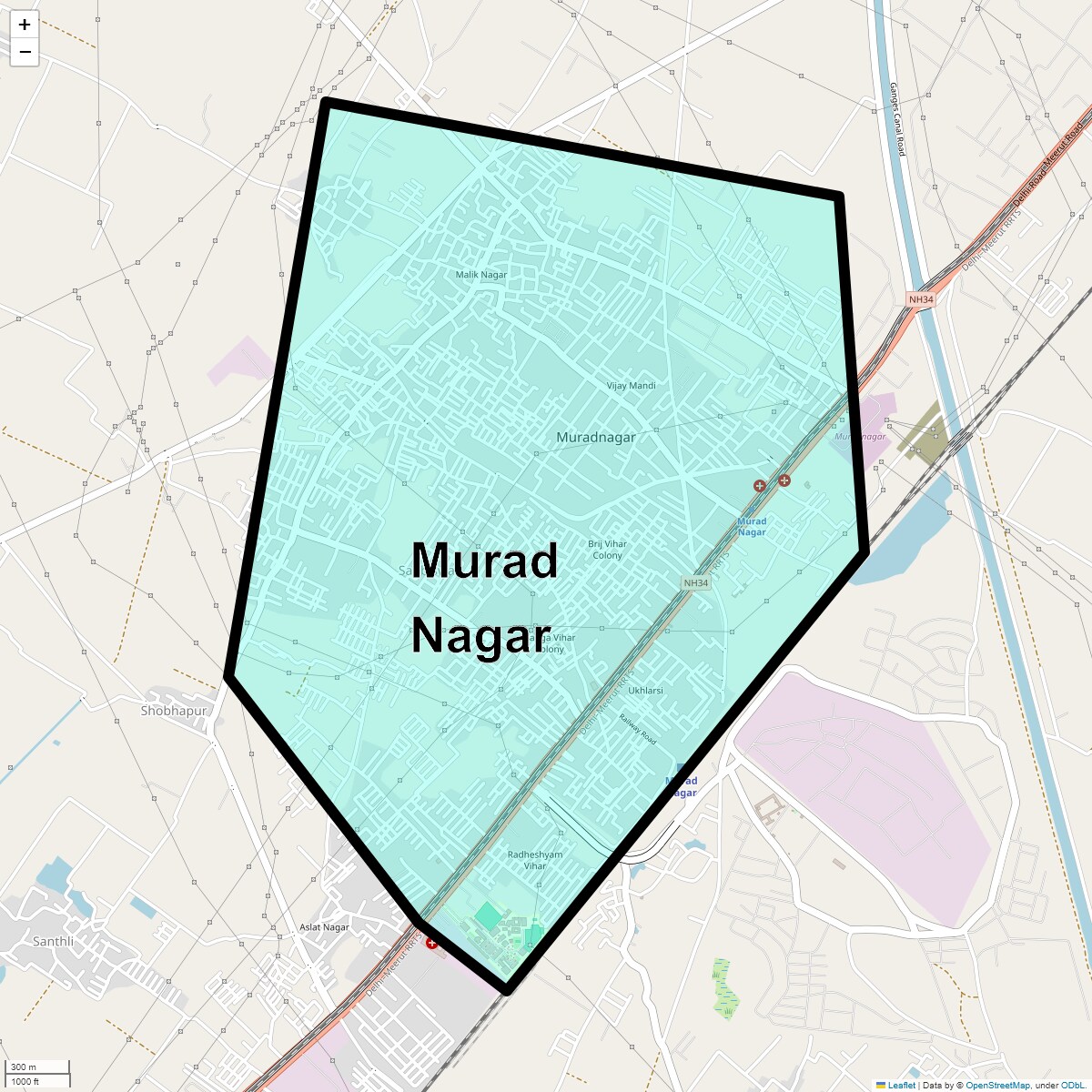 Location Map of Murad Nagar, Ghaziabad