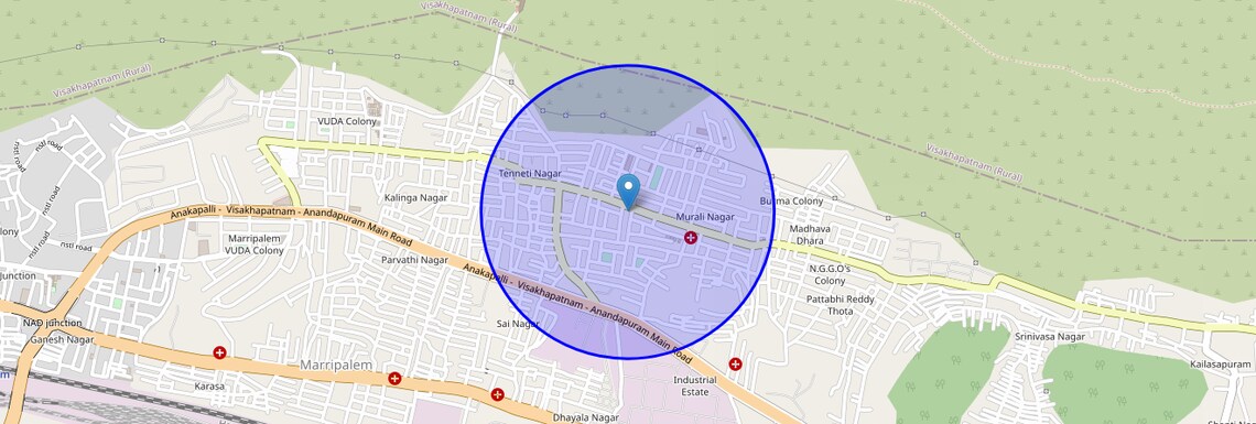 Location Map of Murali Nagar, Vizag