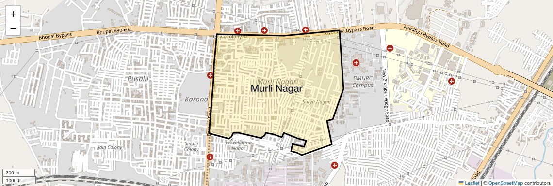 Location Map of Murli Nagar, Bhopal