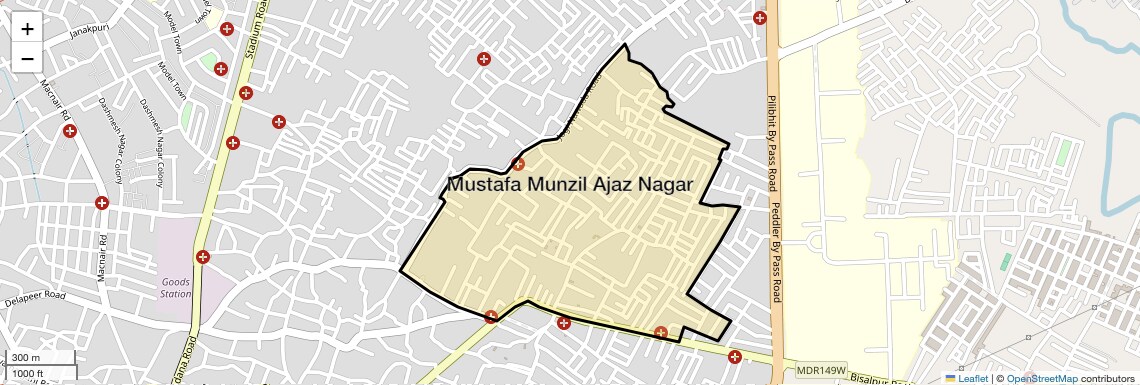 Location Map of Mustafa Munzil Ajaz Nagar, Bareilly
