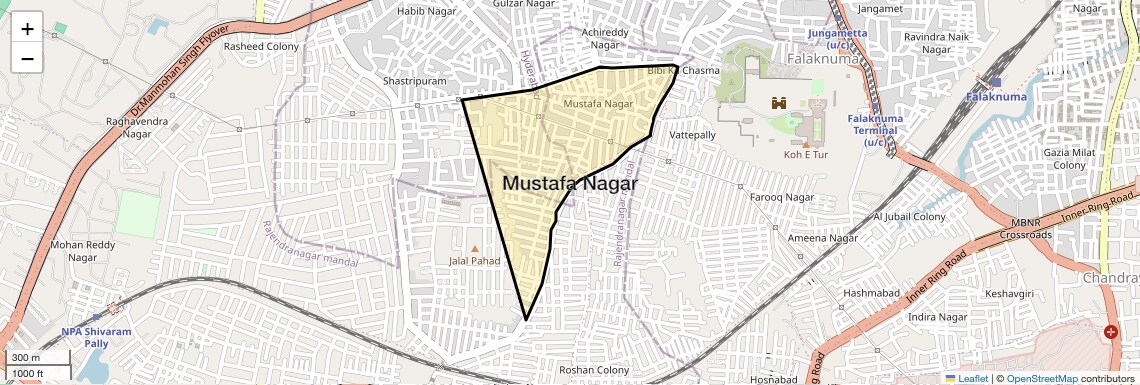 Location Map of Mustafa Nagar, Hyderabad