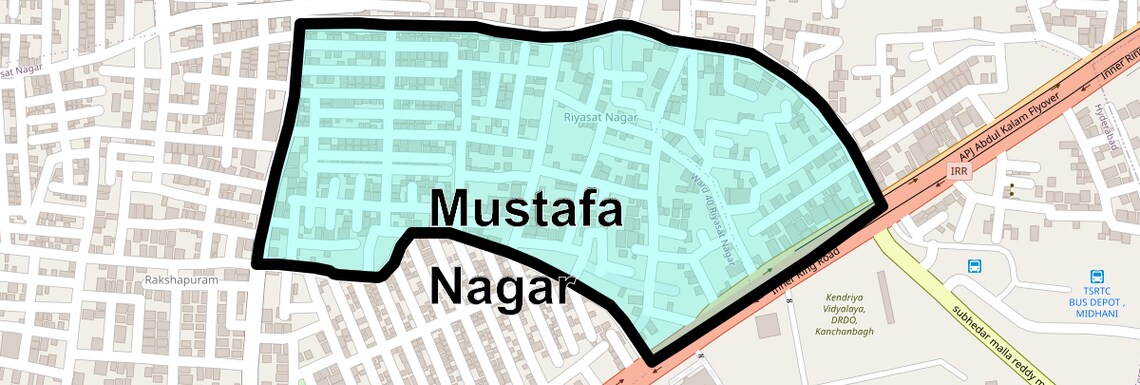 Location Map of Mustafa Nagar, Hyderabad