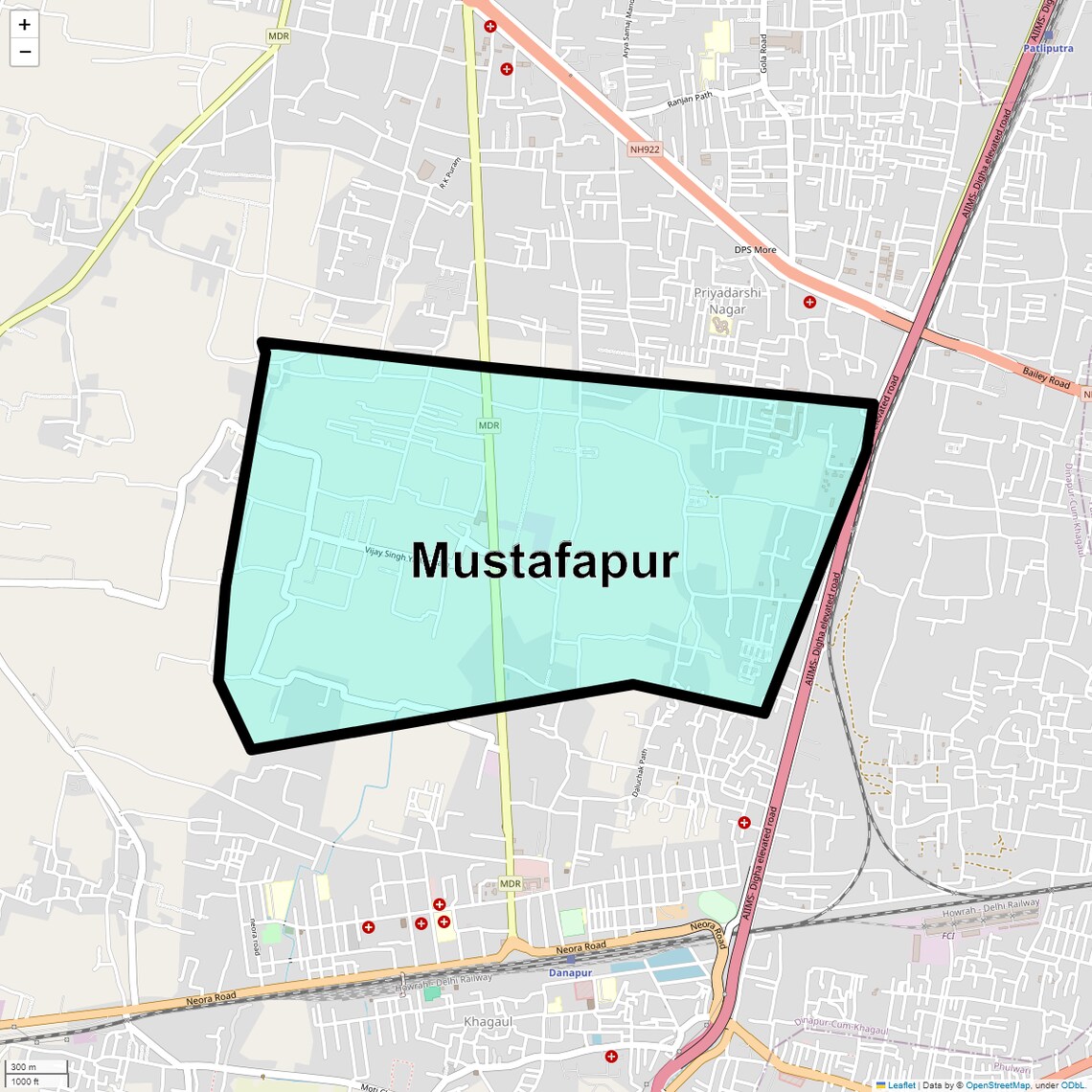 Location Map of Mustafapur, Patna