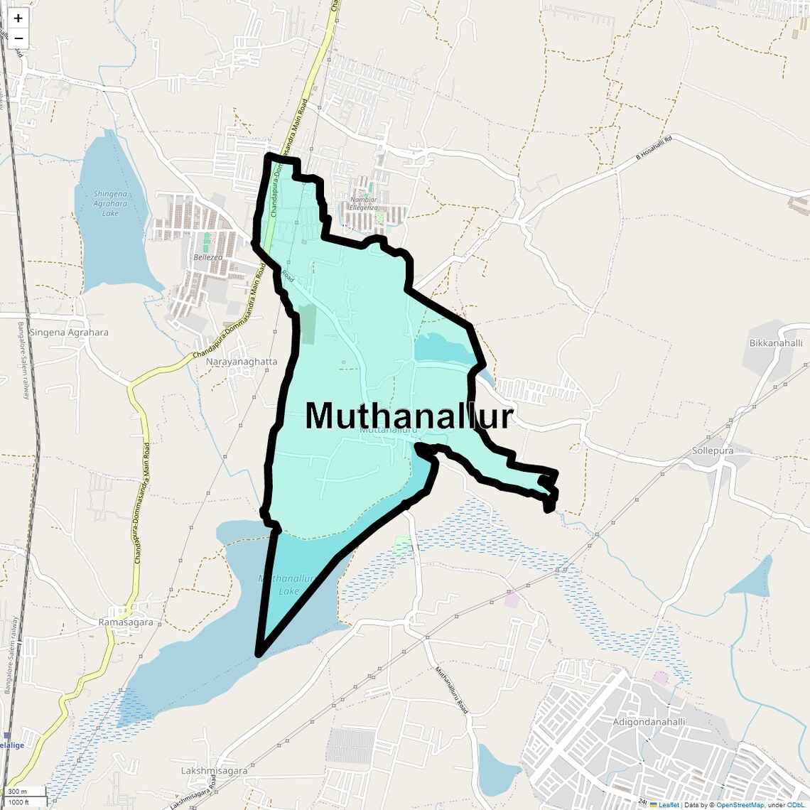 Location Map of Muthanallur, Bangalore