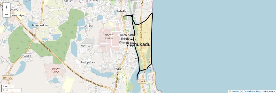 Location Map of Muthukadu, Chennai