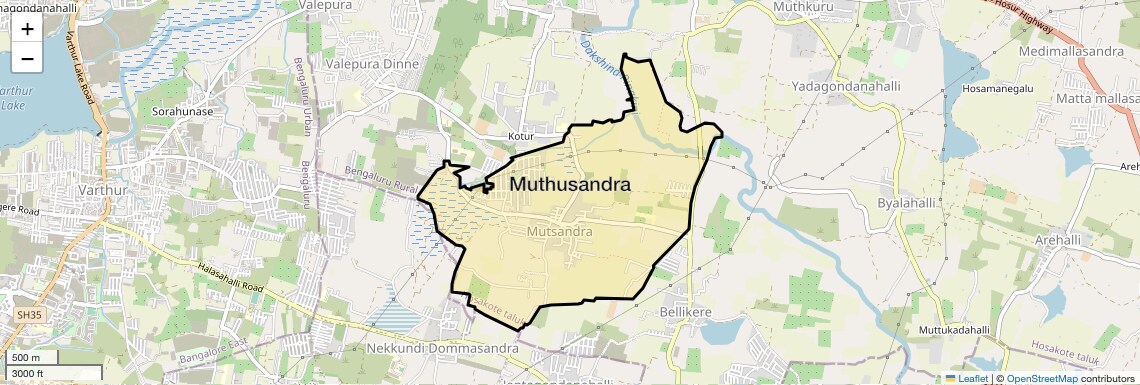 Location Map of Muthusandra, Bangalore