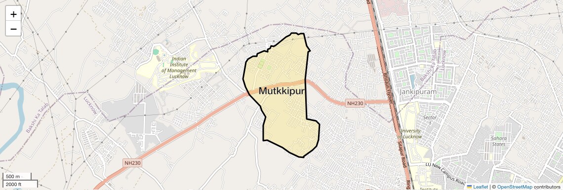Location Map of Mutkkipur, Lucknow