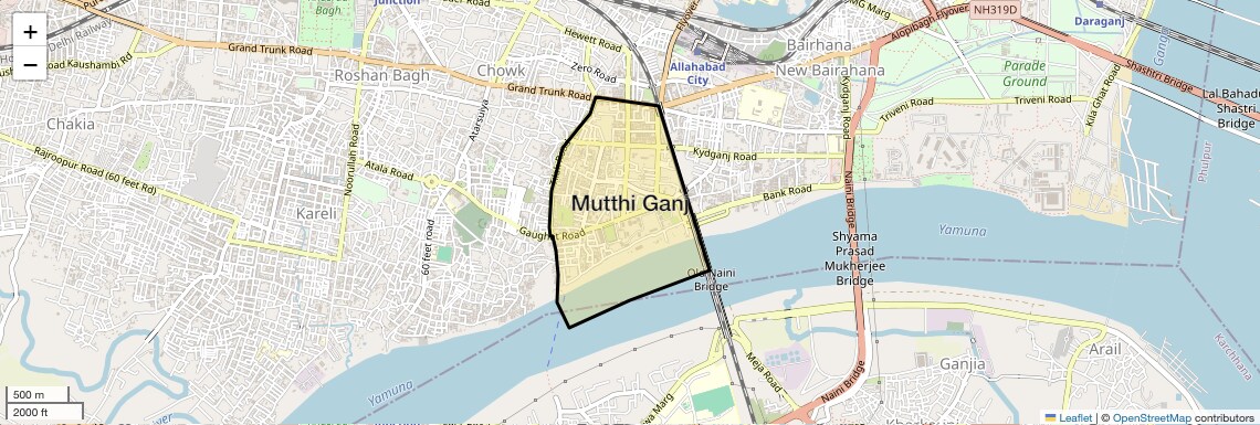 Location Map of Mutthi Ganj, Allahabad