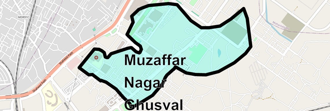 Location Map of Muzaffar Nagar Ghusval, Lucknow