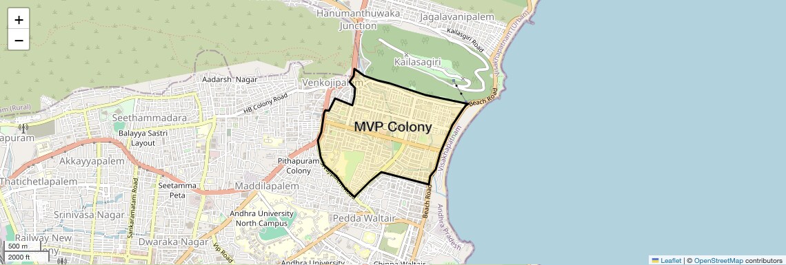 Location Map of MVP Colony, Vizag