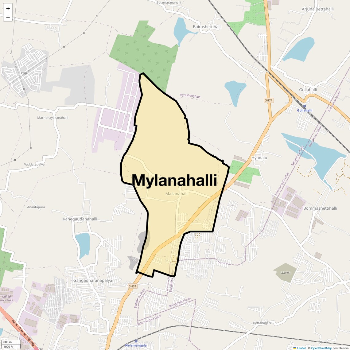 Location Map of Mylanahalli, Bangalore
