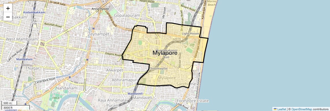 Location Map of Mylapore, Chennai