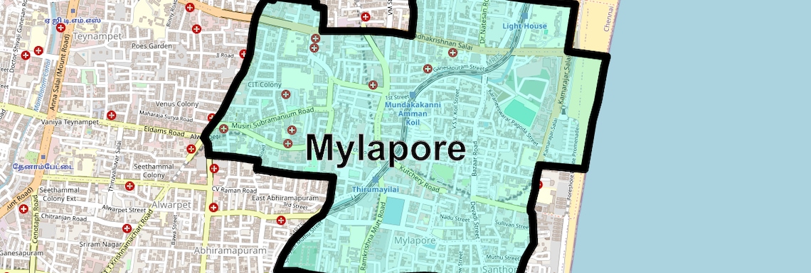 Location Map of Mylapore, Chennai