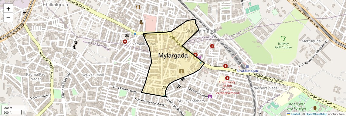 Location Map of Mylargada, Hyderabad
