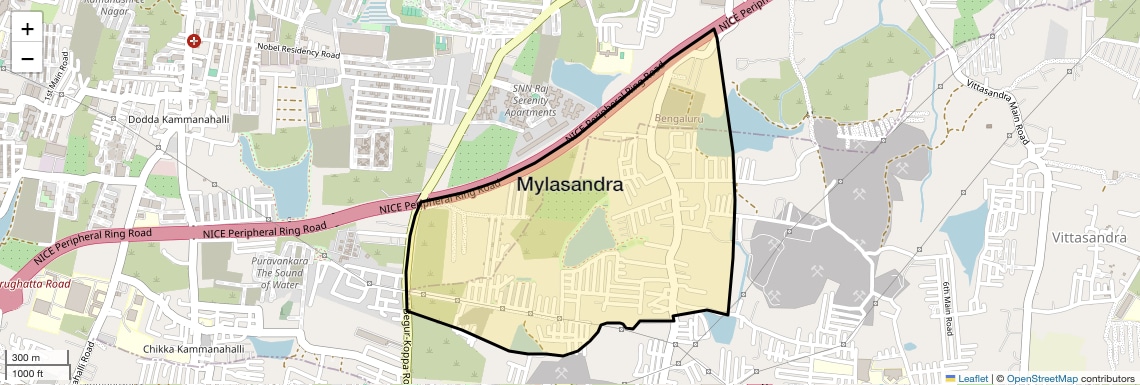 Location Map of Mylasandra, Bangalore