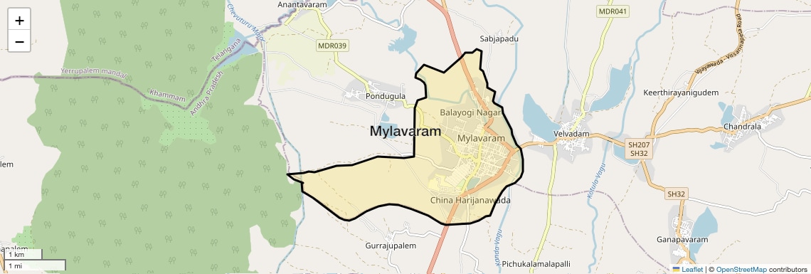 Location Map of Mylavaram, Vijayawada