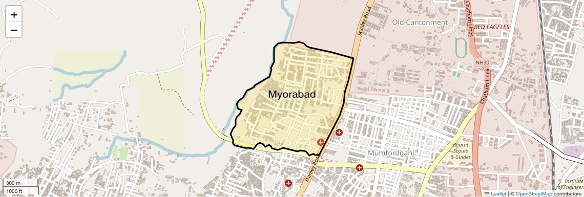 Location Map of Myorabad, Allahabad