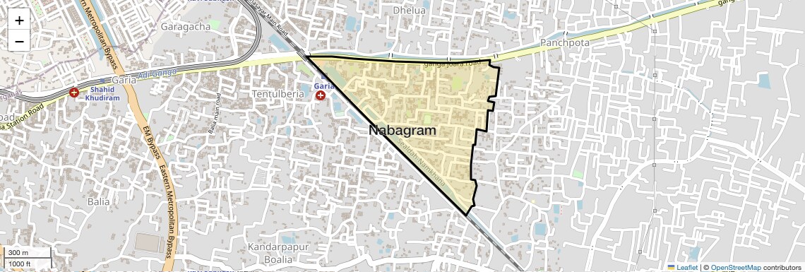 Location Map of Nabagram, Kolkata