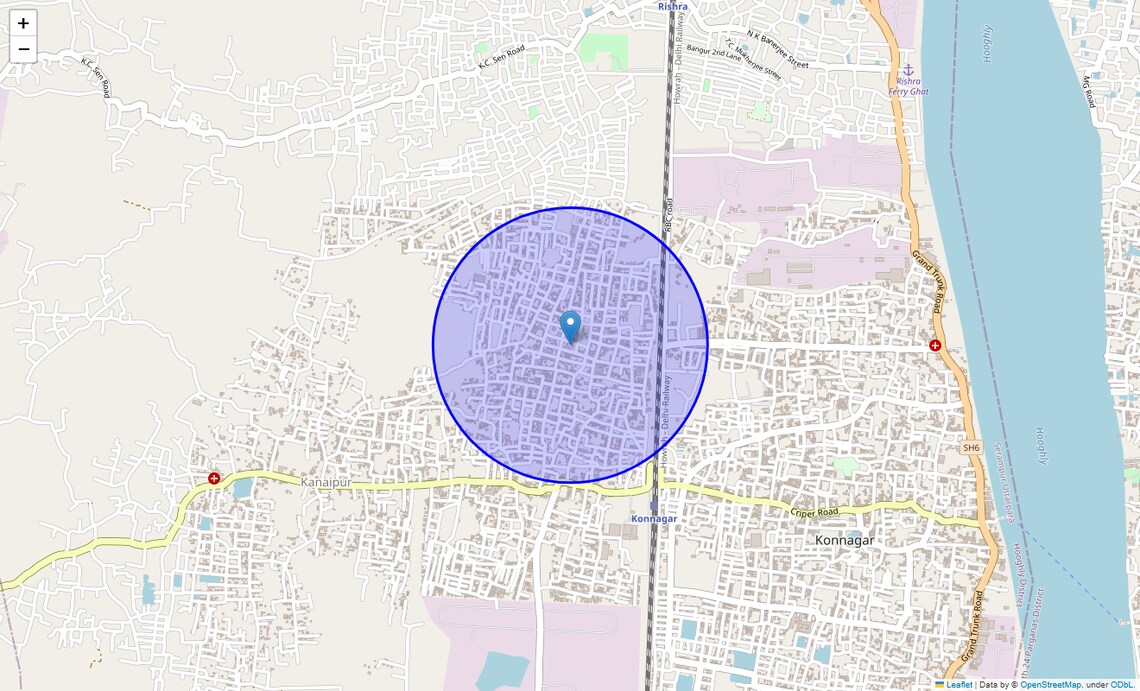 Location Map of Nabagram, Kolkata