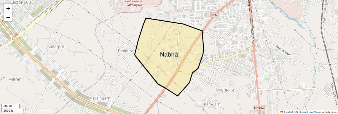 Location Map of Nabha, Zirakpur