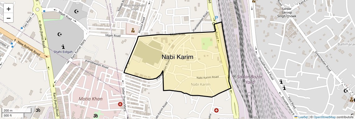 Location Map of Nabi Karim, Delhi