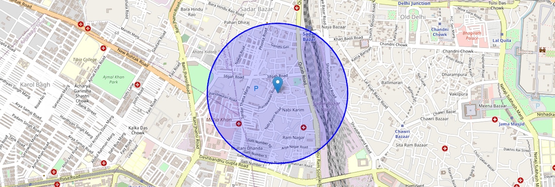 Location Map of Nabi Karim, Delhi