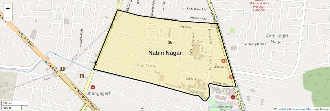 Location Map of Nabin Nagar, Guwahati