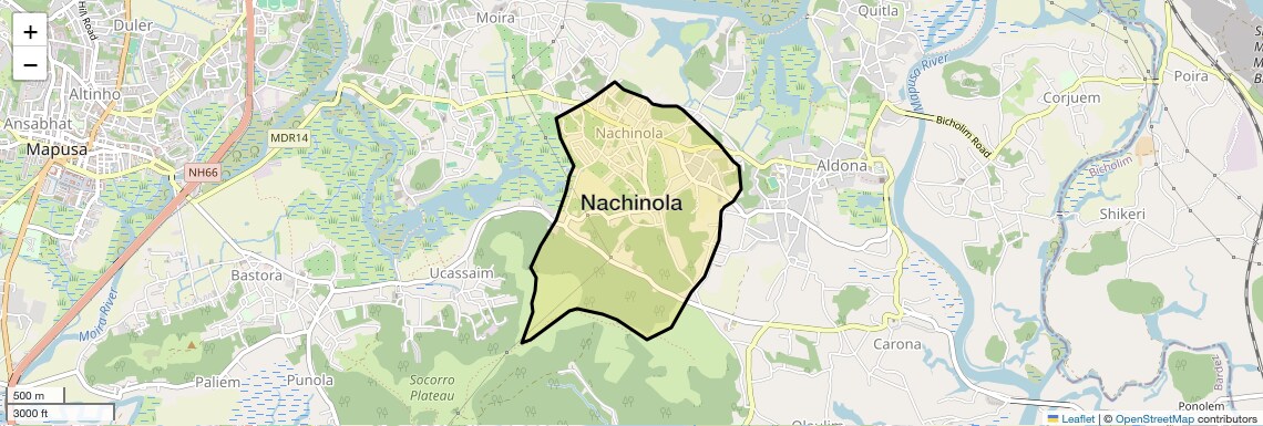 Location Map of Nachinola, Goa