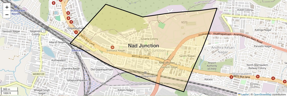 Location Map of Nad Junction, Vizag