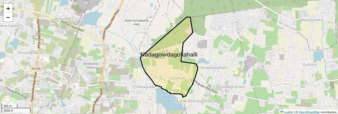 Location Map of Nadagowdagollahalli, Bangalore