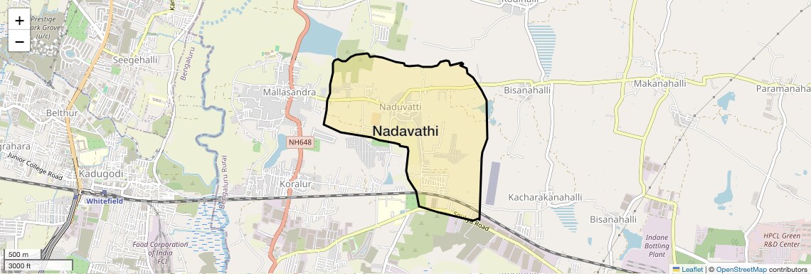 Location Map of Nadavathi, Bangalore