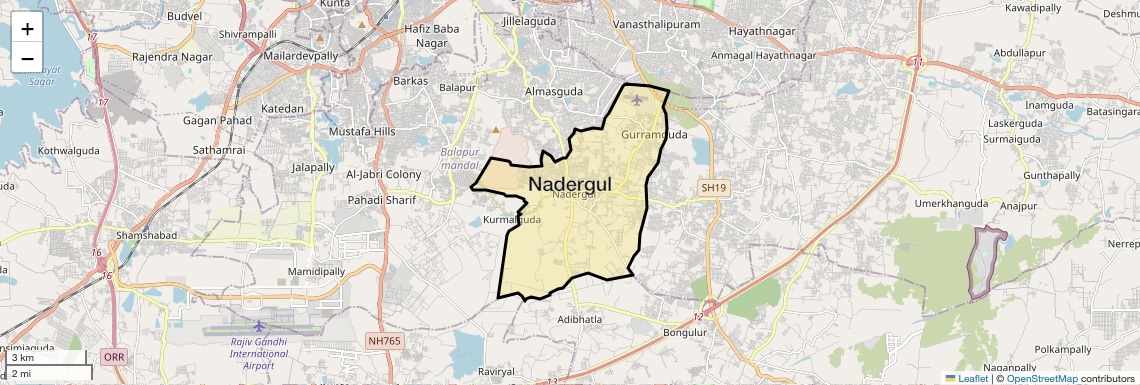 Location Map of Nadergul, Hyderabad