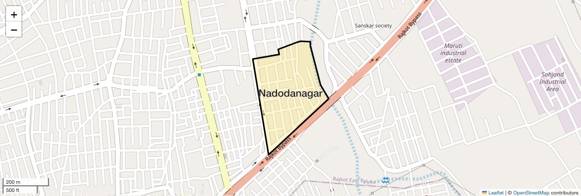 Location Map of Nadodanagar, Rajkot