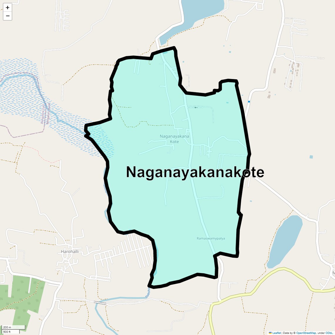 Location Map of Naganayakanakote, Bangalore