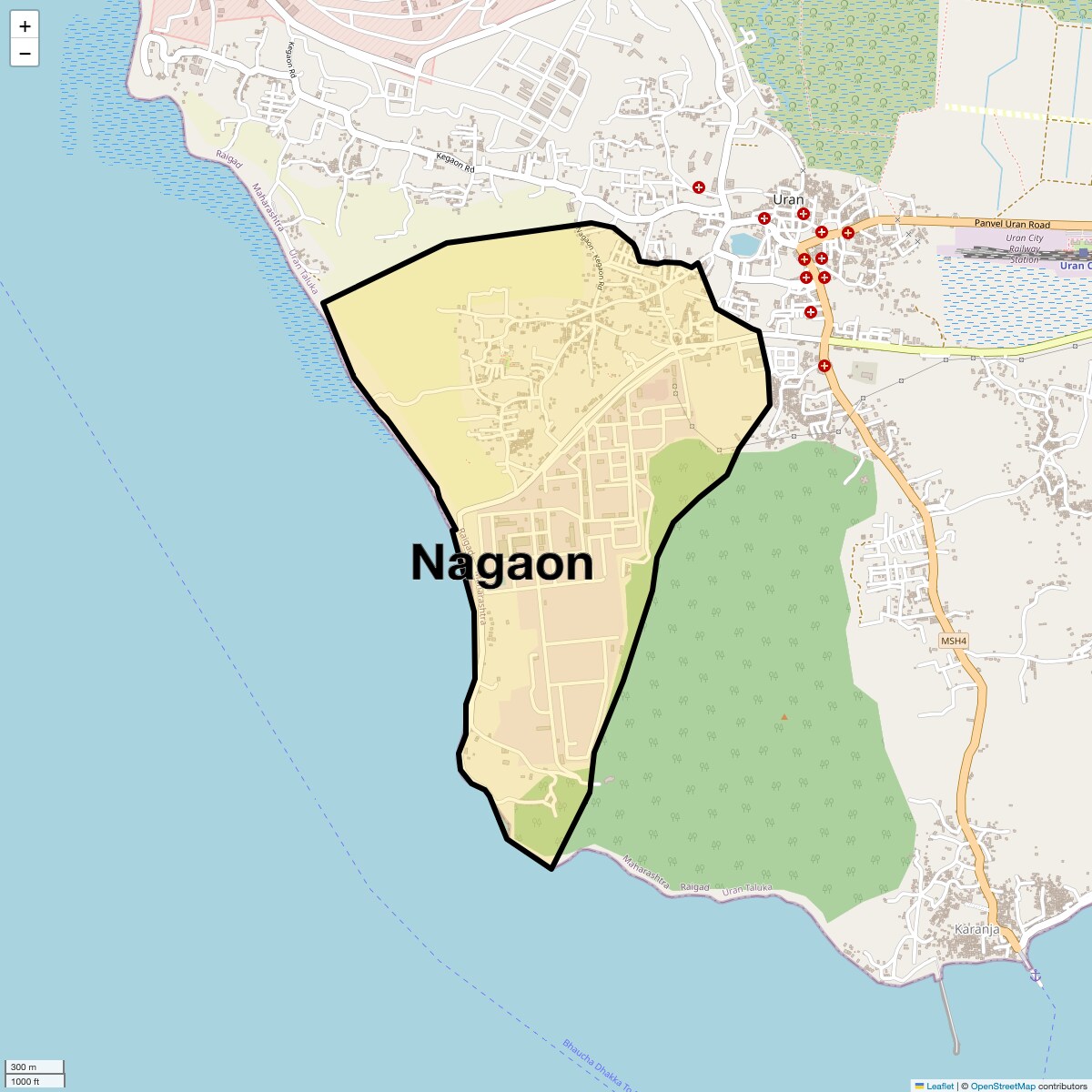 Location Map of Nagaon, Navi Mumbai
