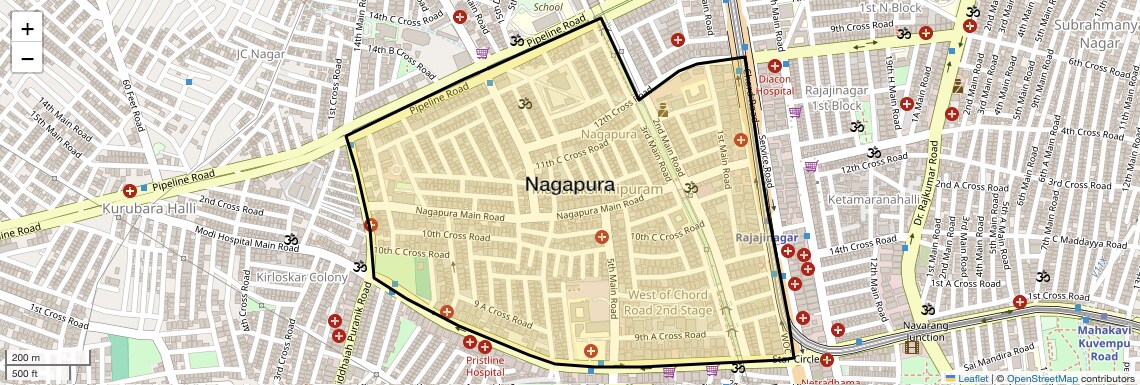 Location Map of Nagapura, Bangalore
